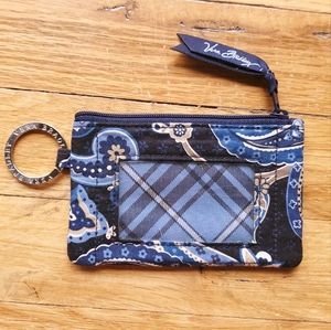 Vera Bradley Zip ID Case in Blue/Tan/White print